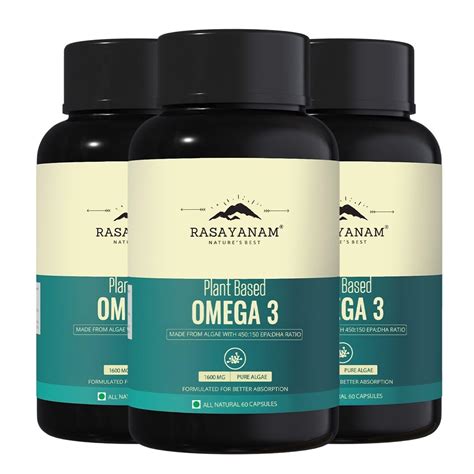Rasayanam Plant Based Omega-3 Capsules, 1600mg | Gelatin Free, No Fish ...