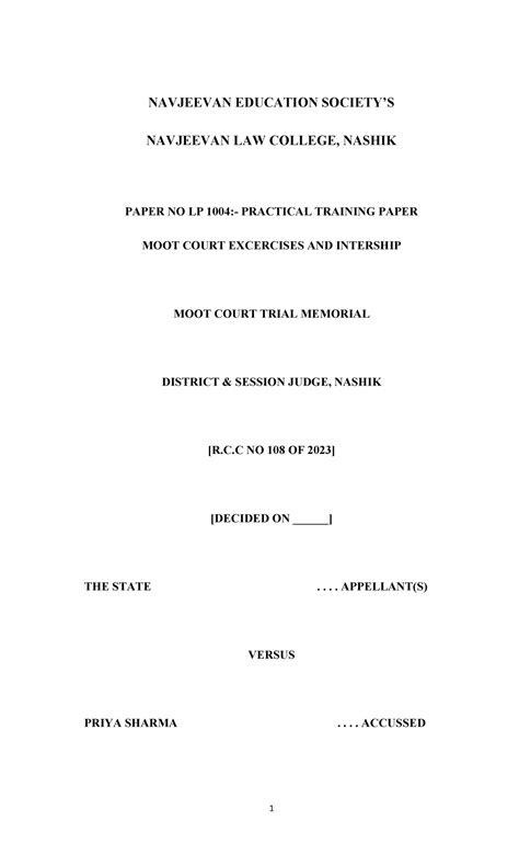 State vs Priya Sharma: Moot Court Case Analysis [LP 1004] - Studocu