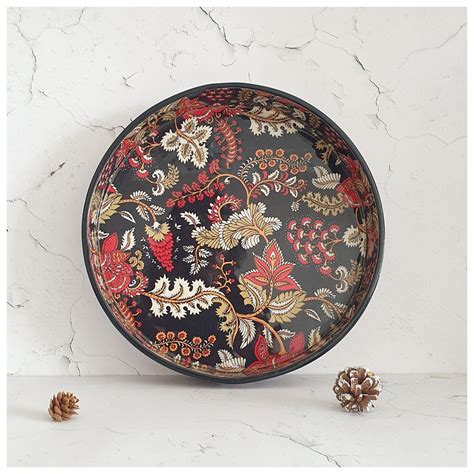 Buy Serving Tray - Round - Dark Blue Floral Online at Rs. 1,900.00 ...