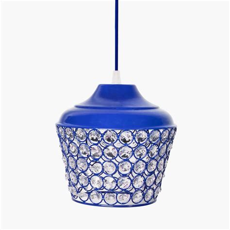 Buy HOMESAKE Blue Crystal Embellished Metal Pendant Light from Homesake ...