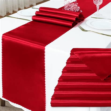 Amazon.com: Eychei 6 Pack Red Satin Table Runner, 12 x 108 Inch Long ...