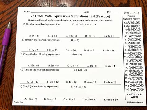 Image result for Math 7 Test Multiple Choice