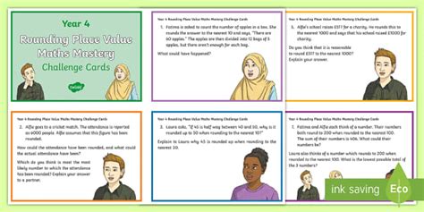 Year 4 Rounding Place Value Maths Mastery Challenge Cards