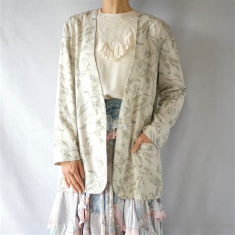 Ivory floral collarless JKT | &Dorothy used&vintage 古着屋