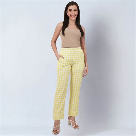 Citrus Lemon Checked Pants – First Resort by Ramola Bachchan