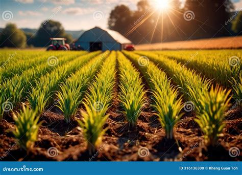 Modern Industrialized Agriculture Using Technology, Agritech Farming of Crops Stock Illustration ...