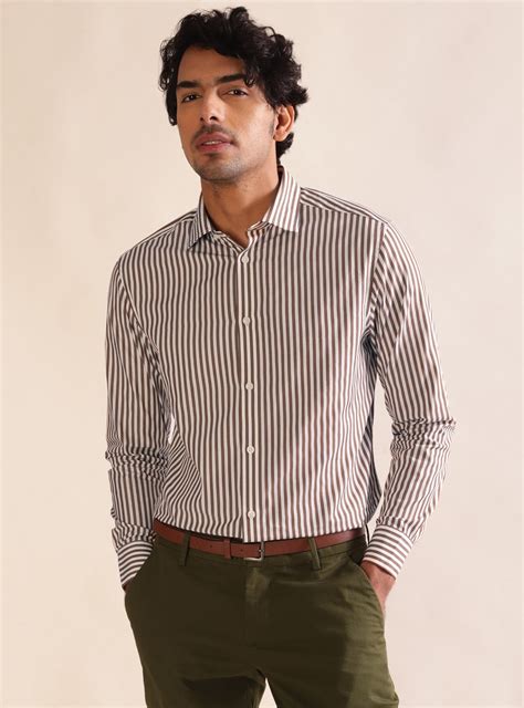 Sadle Striper Shirt Semi Casual Brown Stripe Shirts for Men Online ...