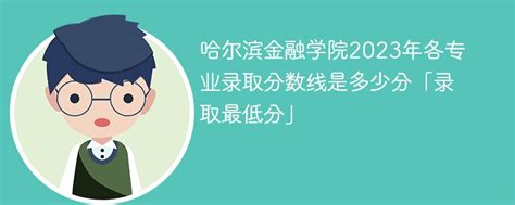 哈尔滨金融学院2023年各专业录取分数线是多少分「录取最低分」-新高考网