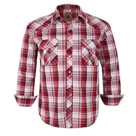 Coevals Club Men's Western Shirt Cowboy Plaid Country Pearl Snap Button ...
