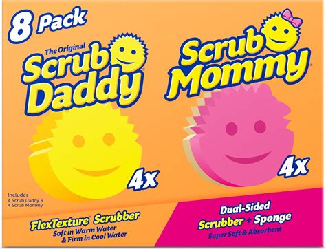 Amazon.com: Scrub Daddy Sponges 4ct + Scrub Mommy 4ct - Scratch-Free ...
