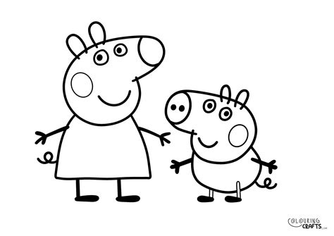 Peppa And George Pig Colouring Pages