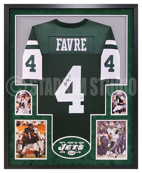 Brett Favre Autographed Framed Jets Green Jersey - The Stadium Studio