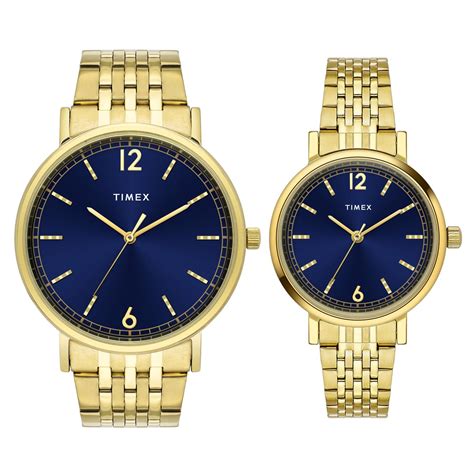 TIMEX Round Blue Dial Analog Pair's Watch - TW00PR337