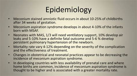 Meconium stained amniotic fluid aspiration syndrome | PPTX