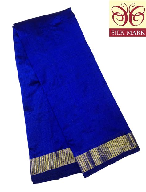 Pure Kanchipuram Silk Blue Colour with Golden Zari Border – Kumaran Silk
