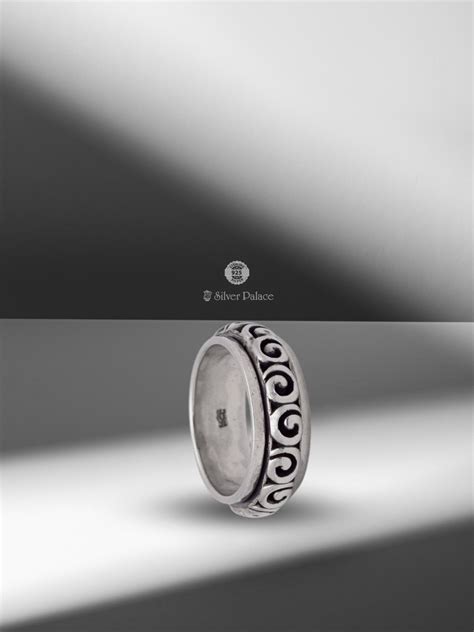 925 Sterling Silver Vintage Ocean Wave Swirl Pattern Band Ring For Boys ...