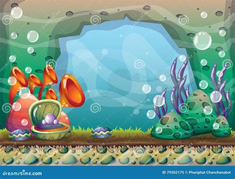 Cartoon Vector Underwater Background with Separated Layers for Game Art ...