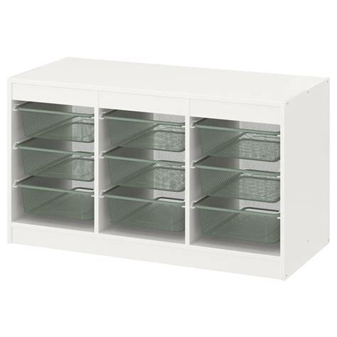 TROFAST storage combination with boxes, white/light green-grey ...