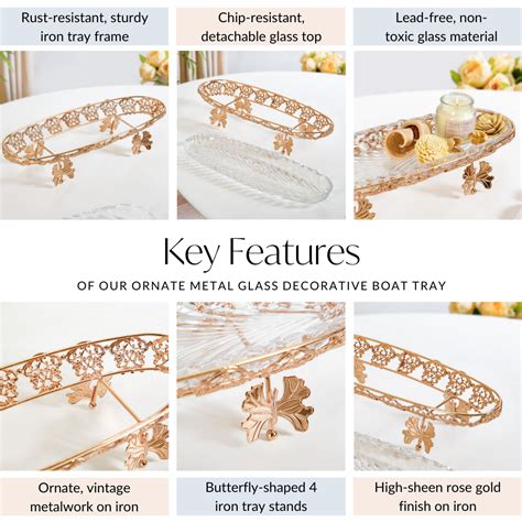 Ornate Metal Glass Decorative Boat Tray Online - Premium Decorative ...