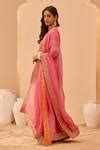 Buy Pink Kurta And Lehenga Silk Chanderi Embroidery Tilla Leaf Neck ...