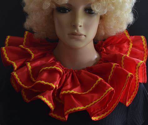 Clown Collar, Red and Yellow Neck Ruff/ruffle 2 Layer Fabric Costume ...