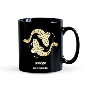 Buy Pisces Zodiac Sign Mug - Black Ceramic, 350 ml | Horoscope Sign ...