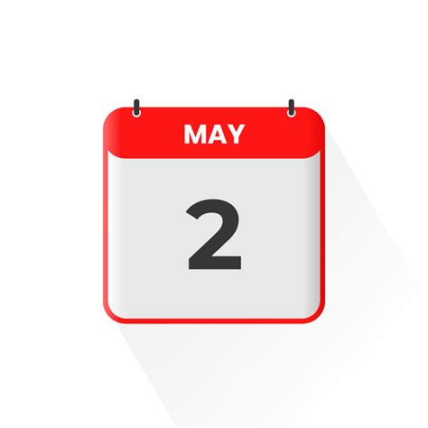 2nd May calendar icon. May 2 calendar Date Month icon vector ...