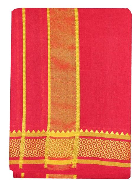 Buy Cotton Zone Men's Red Cotton Handloom Lungi Mundu With yellow ...
