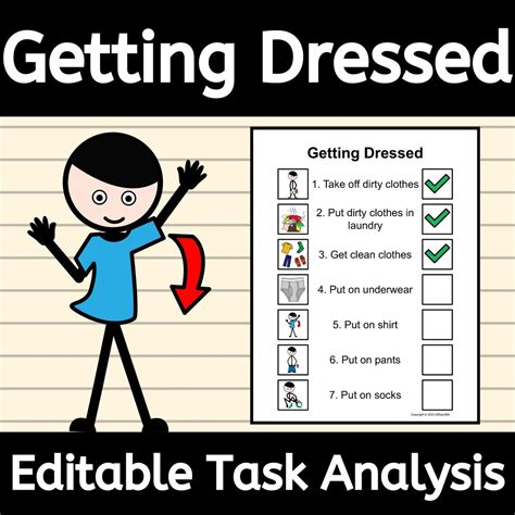 Getting Dressed Task Analysis EDITABLE Visual Steps for Putting on ...