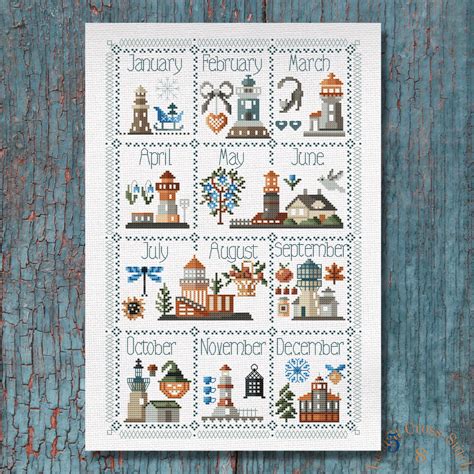 Primitive Lighthouses Calendar, Cross Stitch and Embroidery | Inspire ...