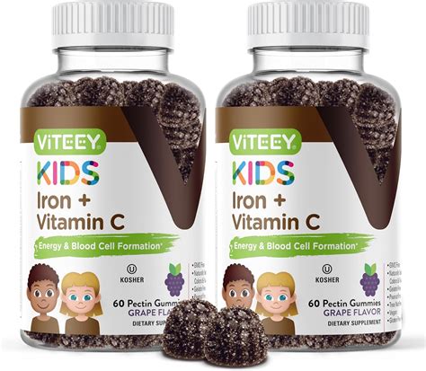 VITEEY Hierro para Niños con Vitamina C - Apoya la Energía, Formulación ...