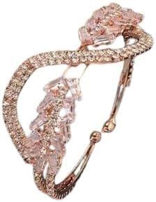 Buy Women’s Rose Gold Crystal Leaf Bracelet – Elegant Sparkling ...