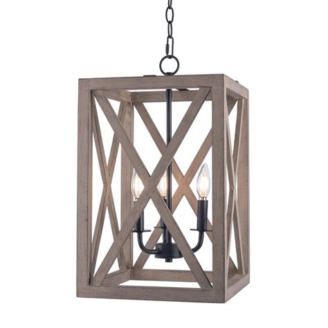 XIZZI Lotus 3-Light Wood and Metal Traditional Dry Rated Chandelier at ...