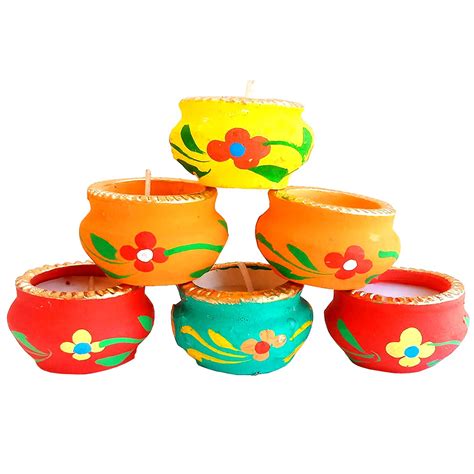 Buy Aarav Store Colorful Matki Diwali Diya | Handmade Clay Diya with ...