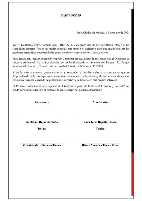 Carta Poder Simple - CARTA PODER En la Ciudad de México, a 5 de mayo de ...