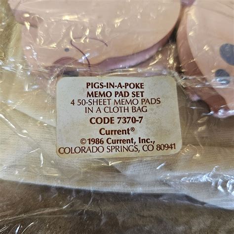 Vintage Current 1986 Pigs-in-a-poke Memo Pad Set 4 50-sheet Memo Pads ...