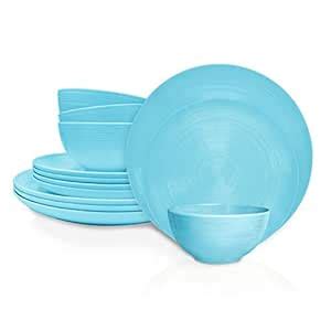 Zak Designs American Conventional Melamine Dinnerware Set Includes ...