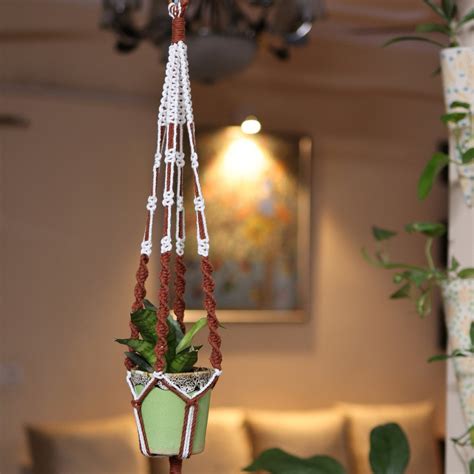 Brown Web Macrame Plant Holder | Pots & Planters by Sarmaya – Brown Living™