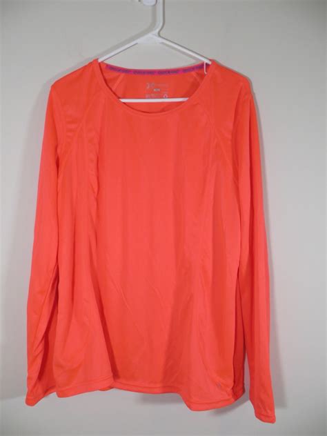 Xersion Quick-Dri Women's Activewear Long Sleeve Shirt Neon Orange Size L | eBay