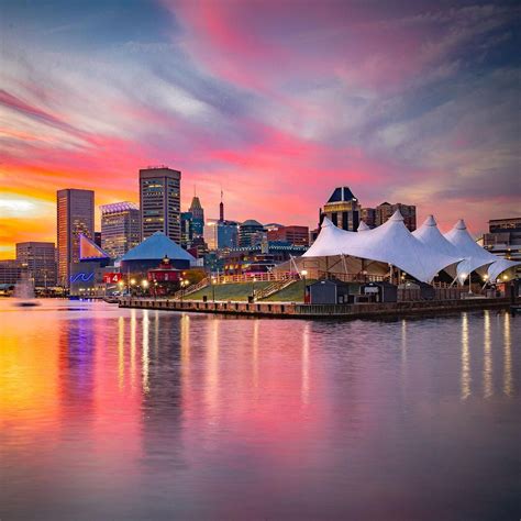 HD Red Sunset Sky In Baltimore City Of Maryland State USA United States ...