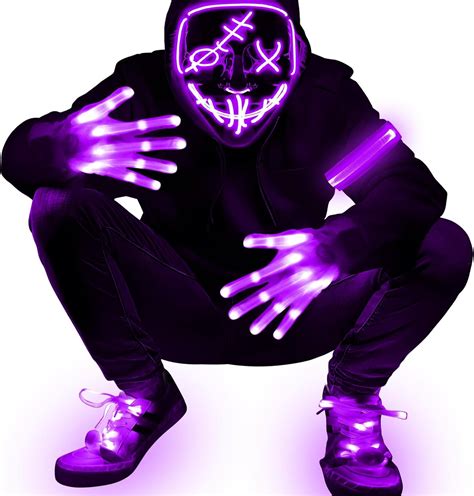 AMENON 4 Set Halloween LED Mask Light Up Gloves Shoelaces India | Ubuy