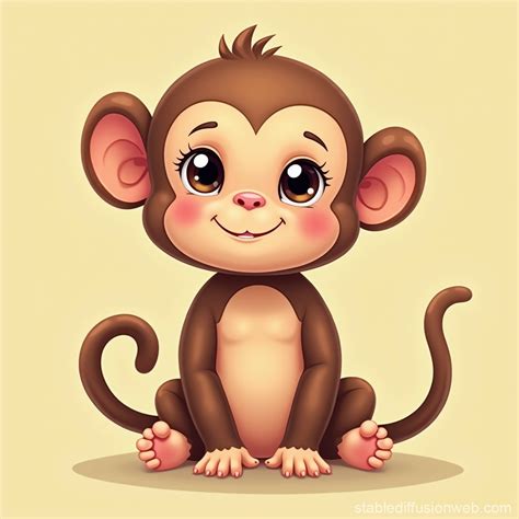 Baby Monkey Cartoon Character | Stable Diffusion Online