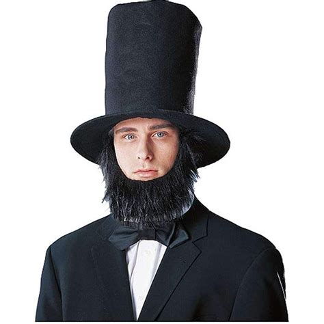 Abraham Lincoln Men's Costume Hat with Beard - Black - Walmart.com