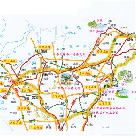 山东省旅游地图（必游景点）_山东旅游地图库