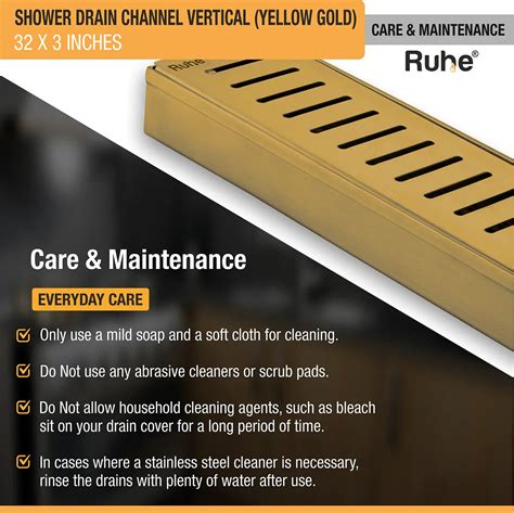 Vertical Shower Drain Channel (32 x 3 Inches) YELLOW GOLD PVD Coated ...