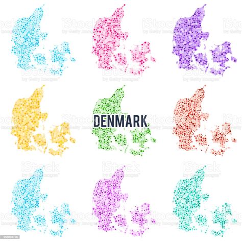 Vector Dotted Colorful Map Of Denmark Stock Illustration - Download Image Now - Art, Bright ...