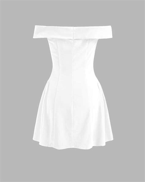 Off- Shoulders Solid Zipper White Mini Dress - Littlebox India