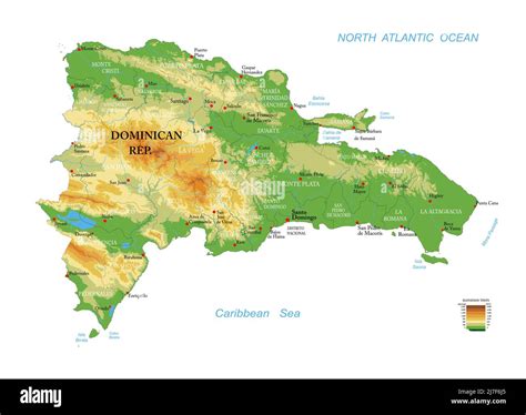 Highly detailed physical map of Dominican Republic, in vector format ...