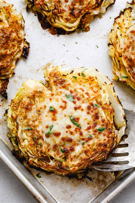 Cheesy Baked Cabbage Steaks Recipe – How to Roast Cabbage Steaks ...