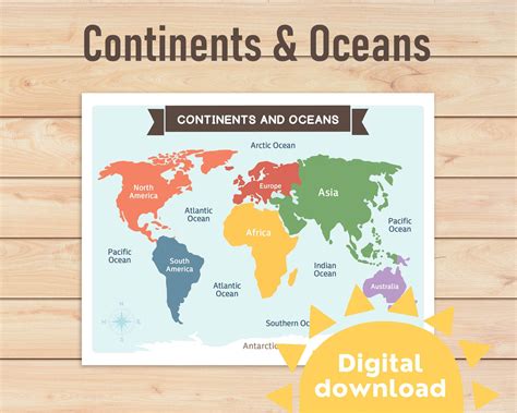 Buy Continents and Oceans Poster for Kids | 7 Continents & 5 Oceans ...